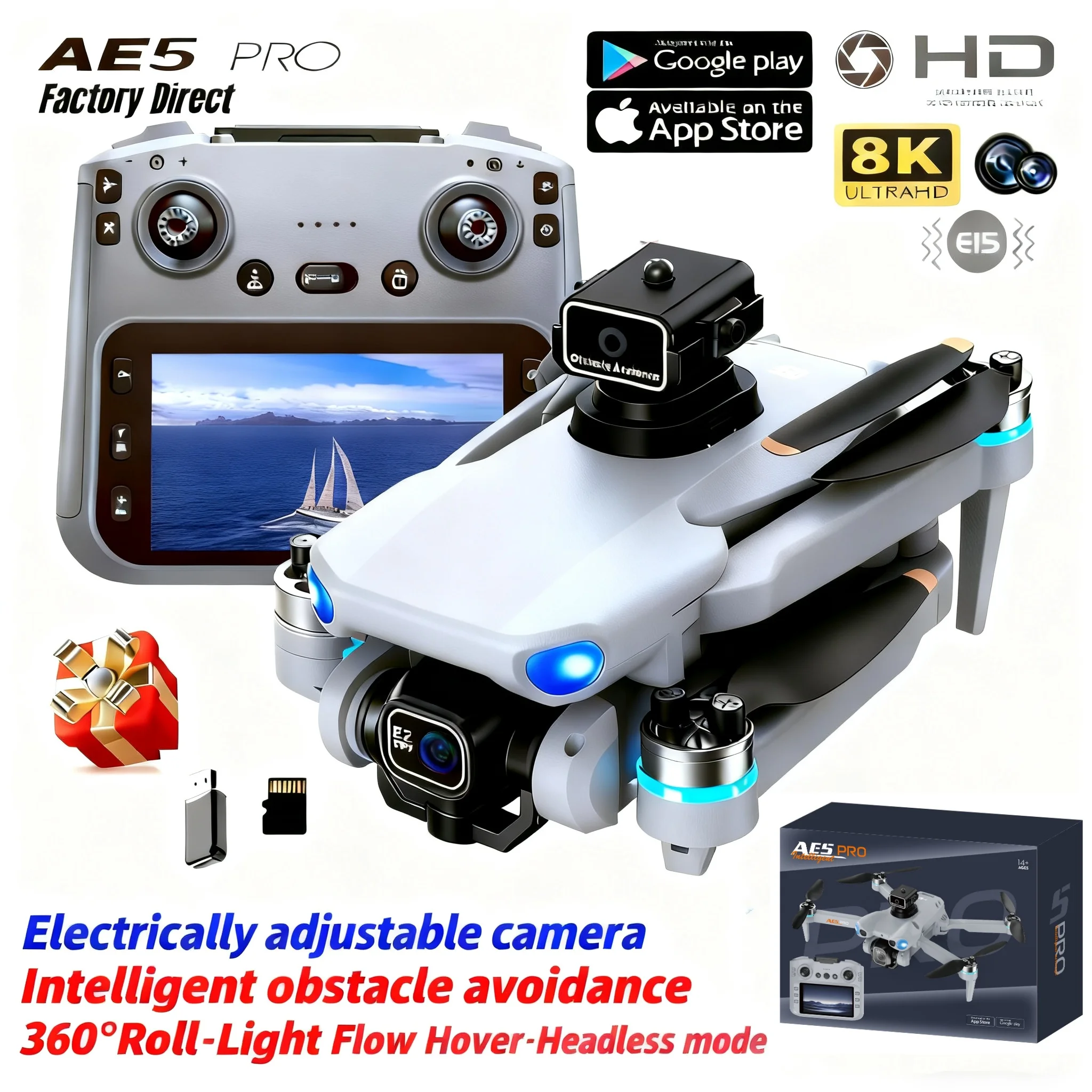 Kids Toys Helicopter - Drone AE5 Pro 8K HD com