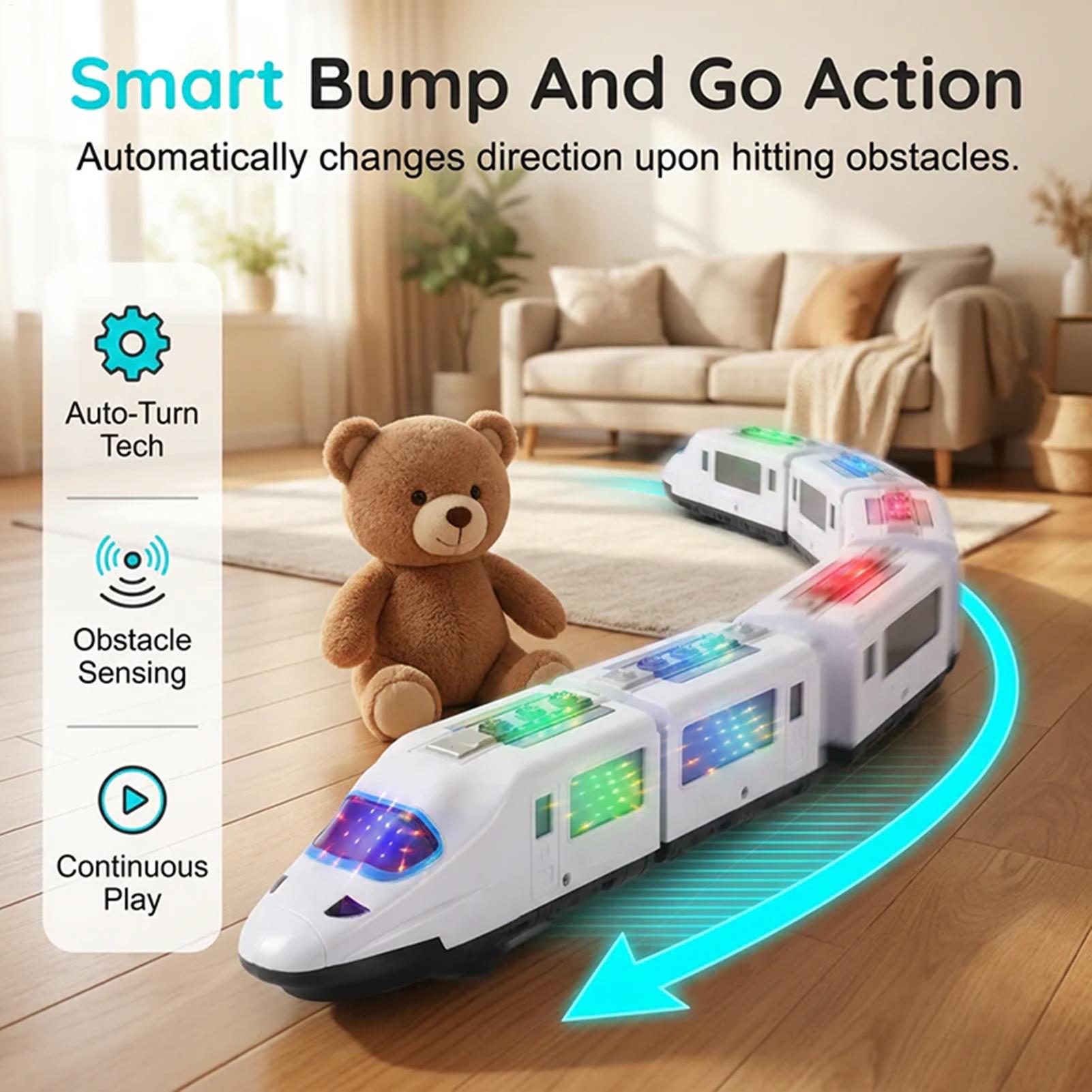 Kids Toys Electric - Trem de Brinquedo Interativo Retrô para