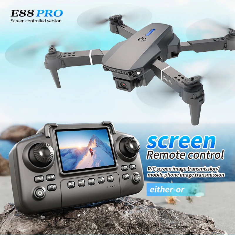 Kids Toys Helicopter - Drone E88 PRO com tela, câmera